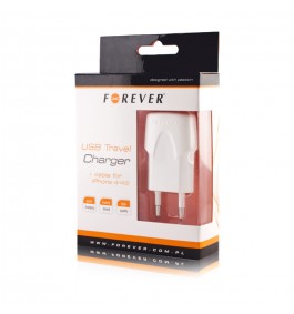 Forever Reseladdare för iPhone 4 / 4S med USB kabel - Vit