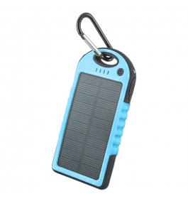 Forever Solar Powerbank 5000 mAh PB-016 - Hög kapacitets portabelt batteri med solceller - Blå